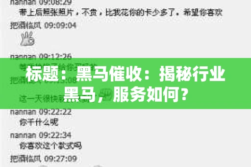 标题：黑马催收：揭秘行业黑马，服务如何？